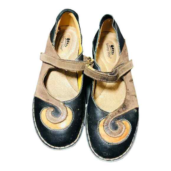 Spring Step Womens Cosmic-B Mary Jane Flat Shoes Black Brown Size 7 - Picture 1 of 8